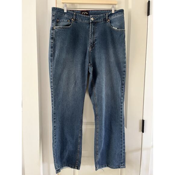 Jack of Spades Mens High Roller Stretch Blue Denim Jeans Straight Fit Size 38x30 - Picture 1 of 13